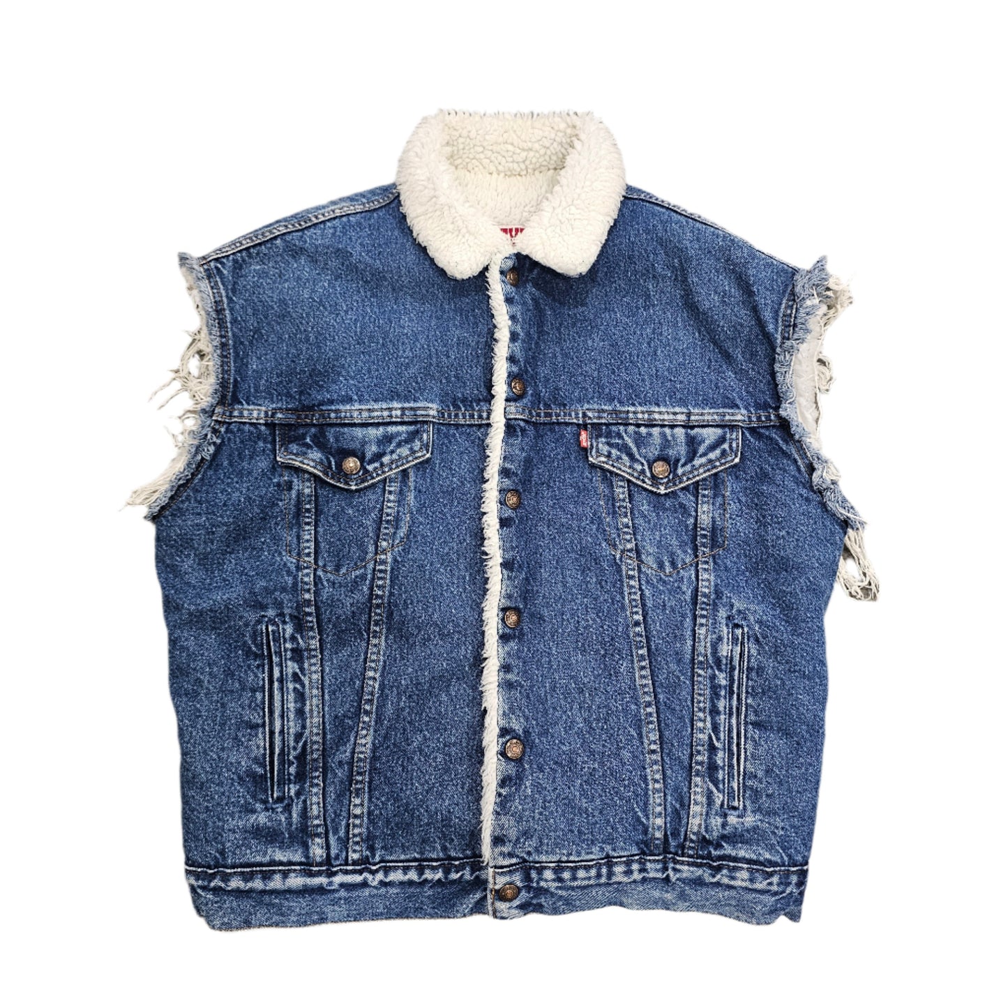 80's Levi's Trucker Denim Vest Sherpa Lined