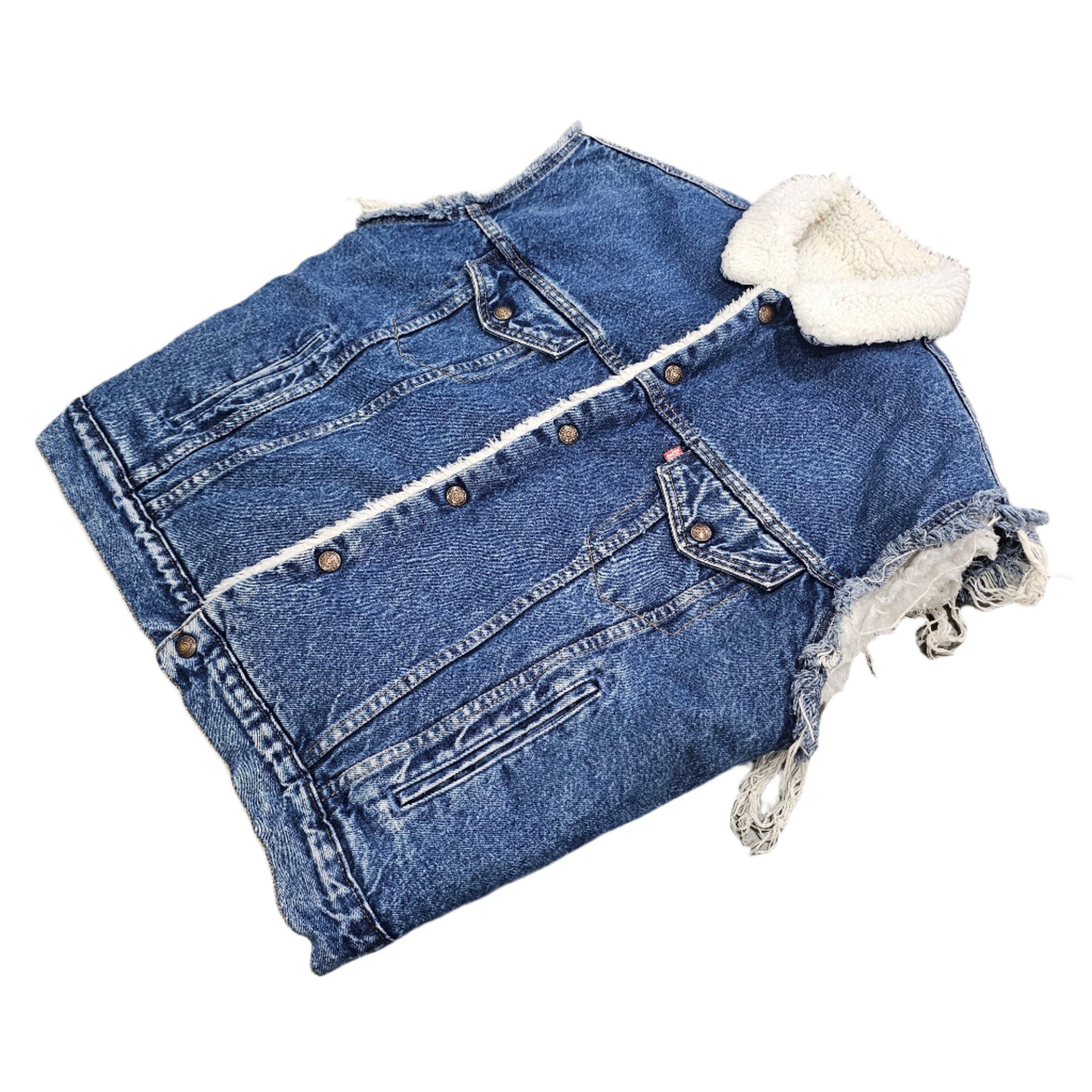 80's Levi's Trucker Denim Vest Sherpa Lined