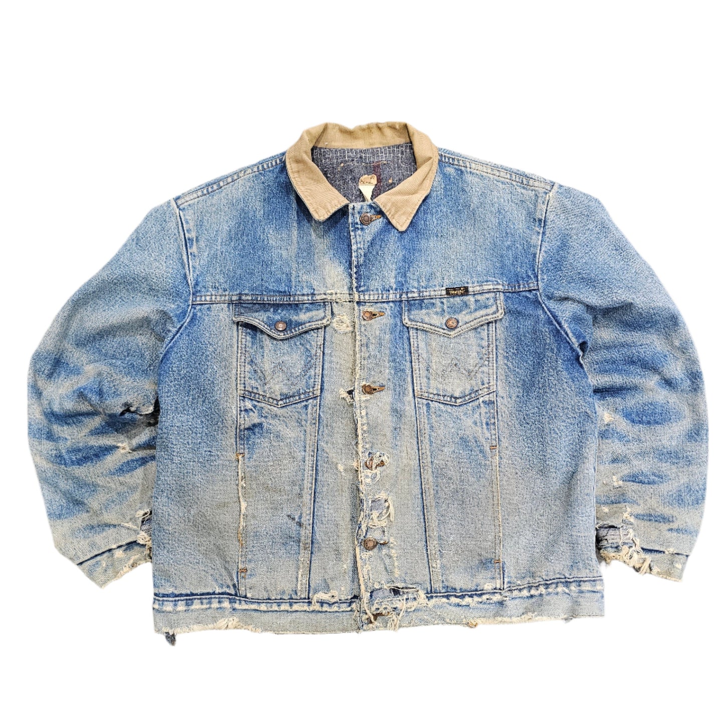 80's Distressed Wrangler Denim Trucker Jacket Blanquet Lined