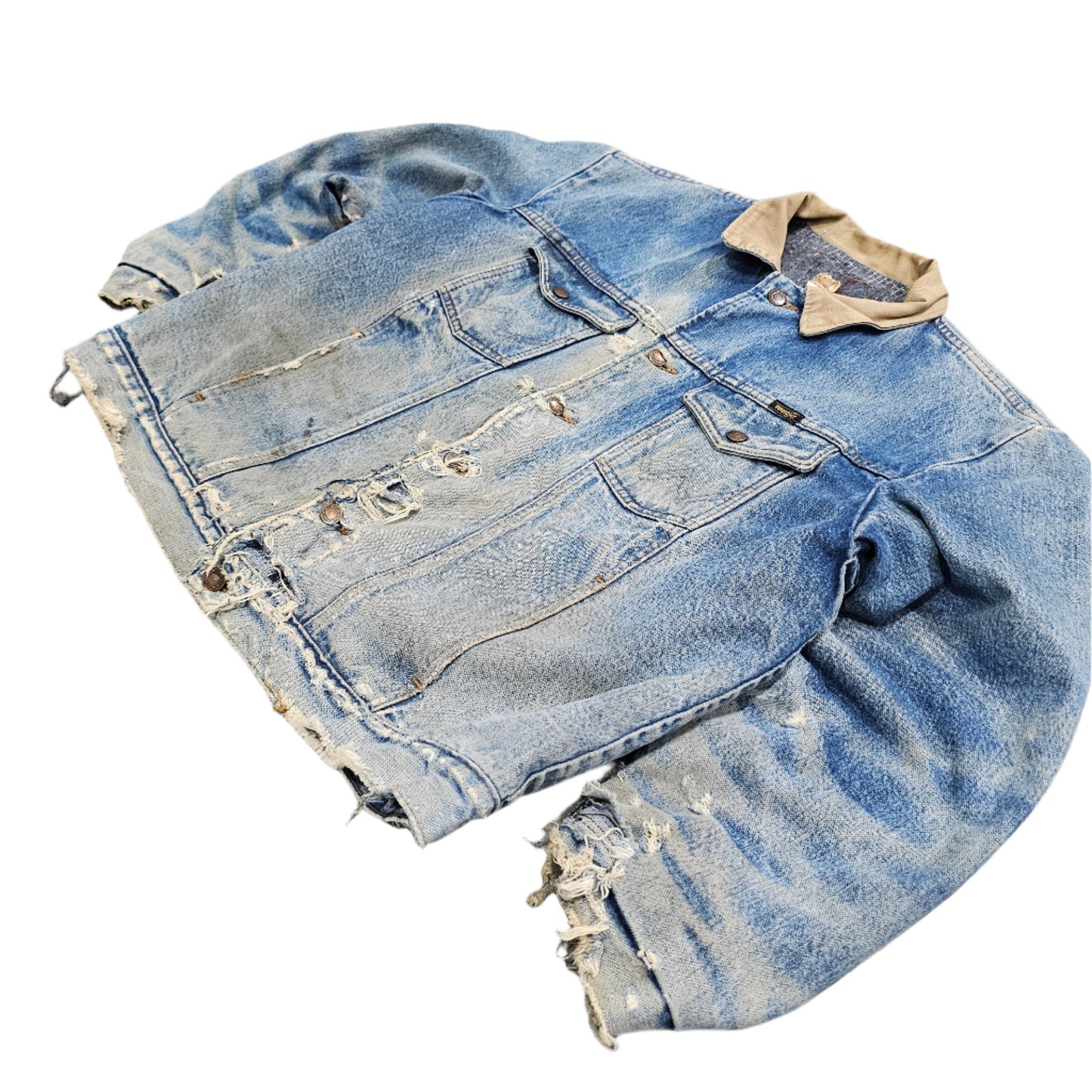 80's Distressed Wrangler Denim Trucker Jacket Blanquet Lined