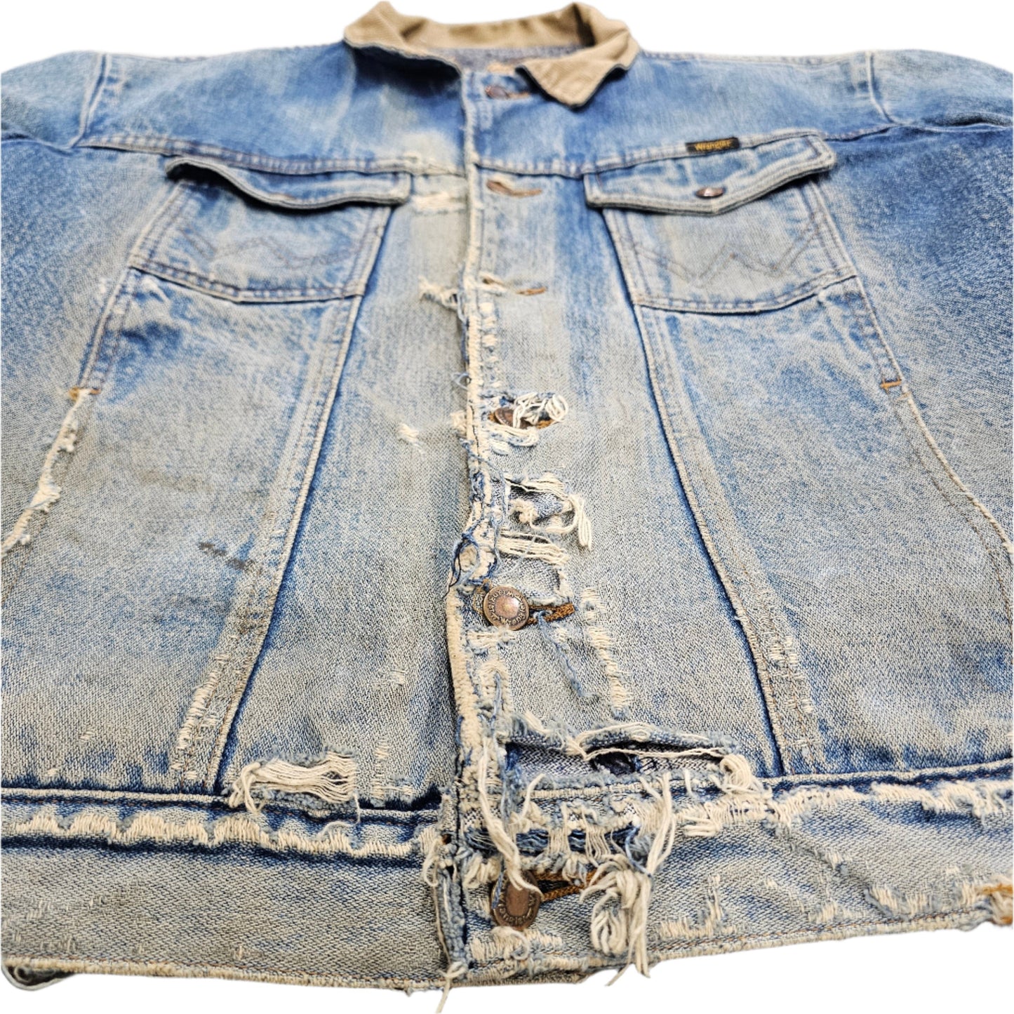 80's Distressed Wrangler Denim Trucker Jacket Blanquet Lined