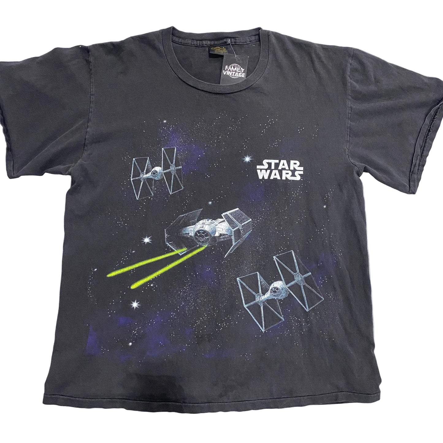 AOP Magic of Myth Star Wars T shirt Millennium Falcon Deathstar 1997 size XL