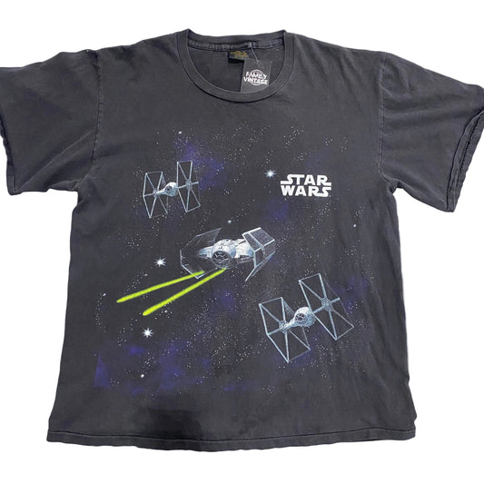 AOP Magic of Myth Star Wars T shirt Millennium Falcon Deathstar 1997 size XL