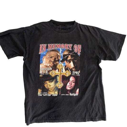 Vintage Tupac x Biggie Memorial Tee measurements 25x30