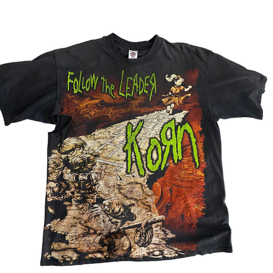 VINTAGE MEXICAN BOOTLEG RESURRECCION KORN FOLLOW THE LEADER T SHIRT - SIZE XL