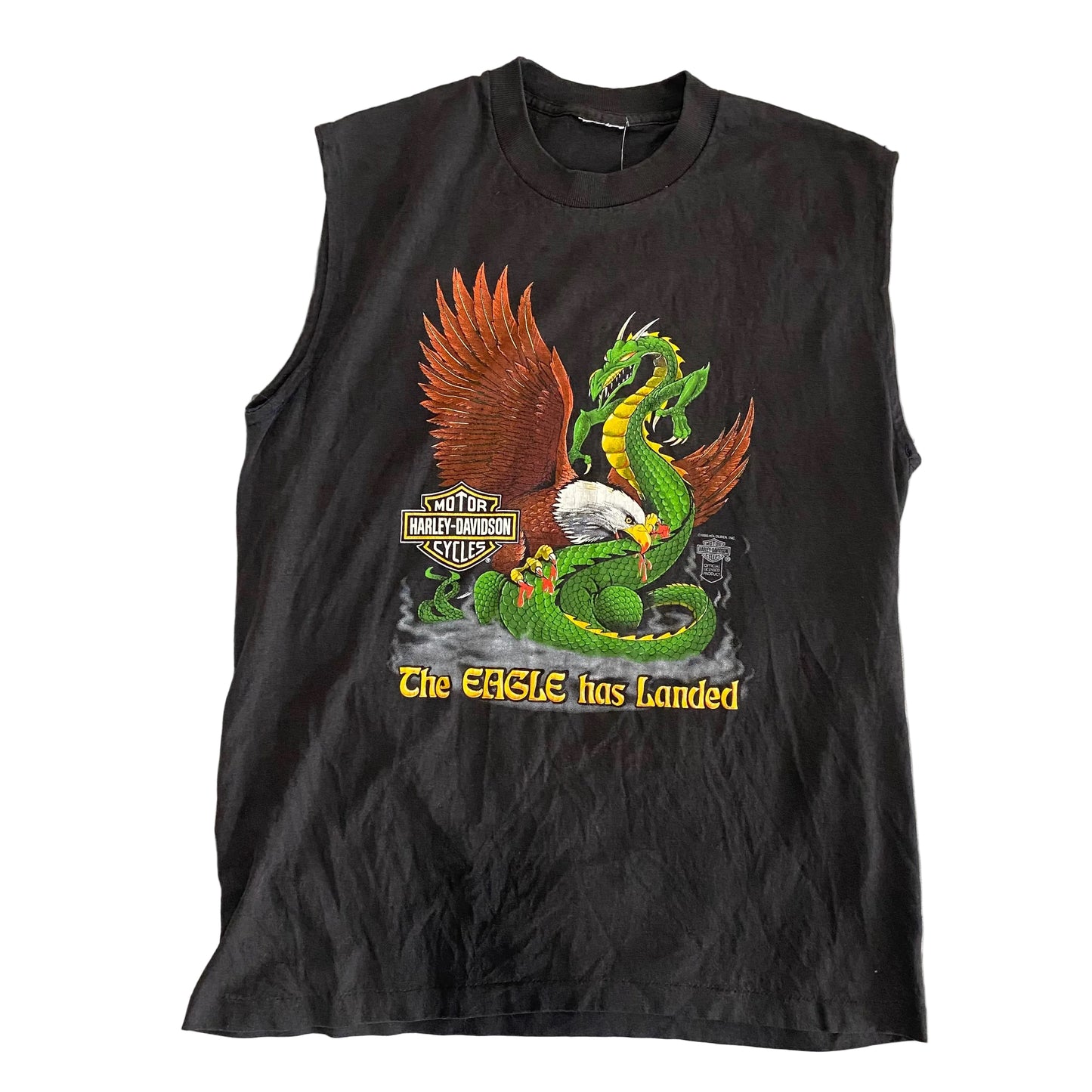 VINTAGE 80'S HARLEY DAVIDSON EAGLE DRAGON CUT OFF T SHIRT