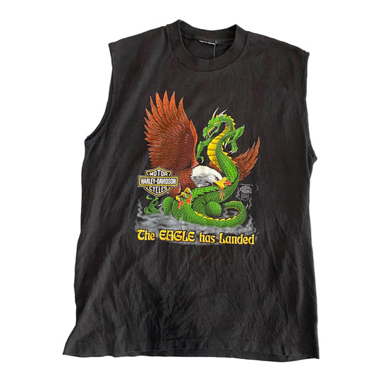 VINTAGE 80'S HARLEY DAVIDSON EAGLE DRAGON CUT OFF T SHIRT
